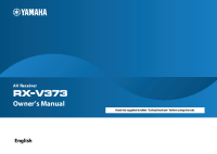 Yamaha RXV-373 - Owners Manual